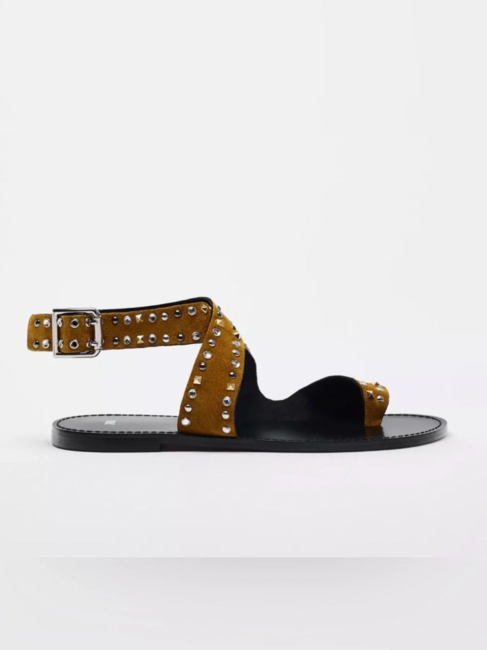 Zara Studded Flat Suede Sandals - Picture 2 of 9